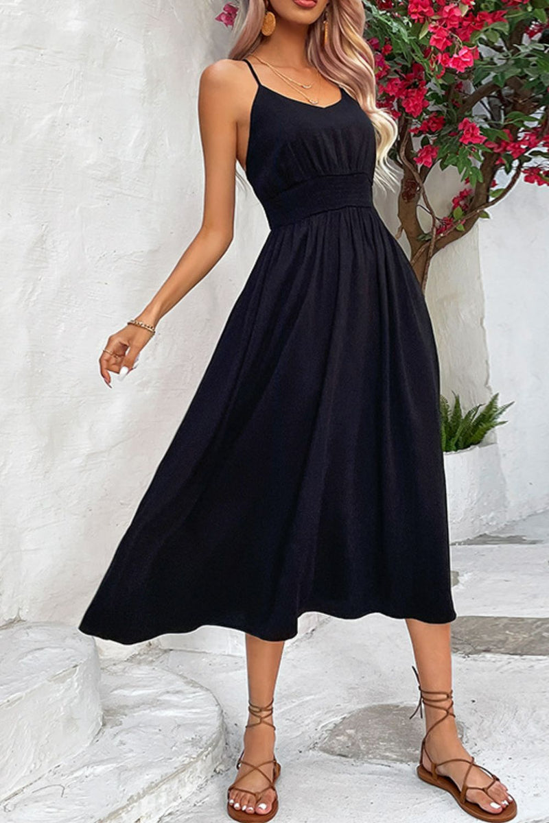 Black Spaghetti Strap Midi Dress Summer Black Slimming Spaghetti Strap Maxi Dress Black L Black Spaghetti Strap Midi Dress Summer Black Slimming Spaghetti Strap Maxi Dress Black L
