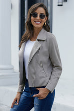Gray Zipper Detail Moto Jacket