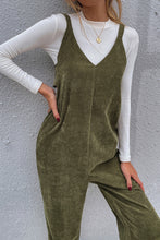 Army Green V-Neck Bow Back Jumpsuit