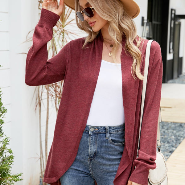 Open Front Long Sleeve Longline Cardigan
