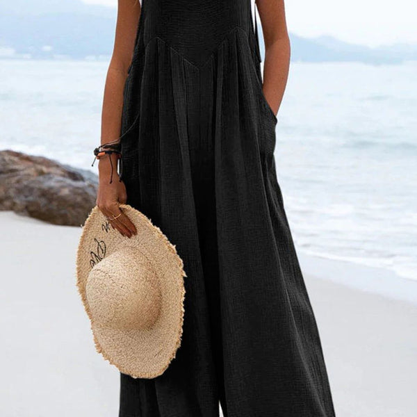 Sleeveless Wide Leg Jumpsuit with Pockets