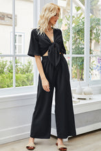 Tie Front Top and Wide Leg Pants Set