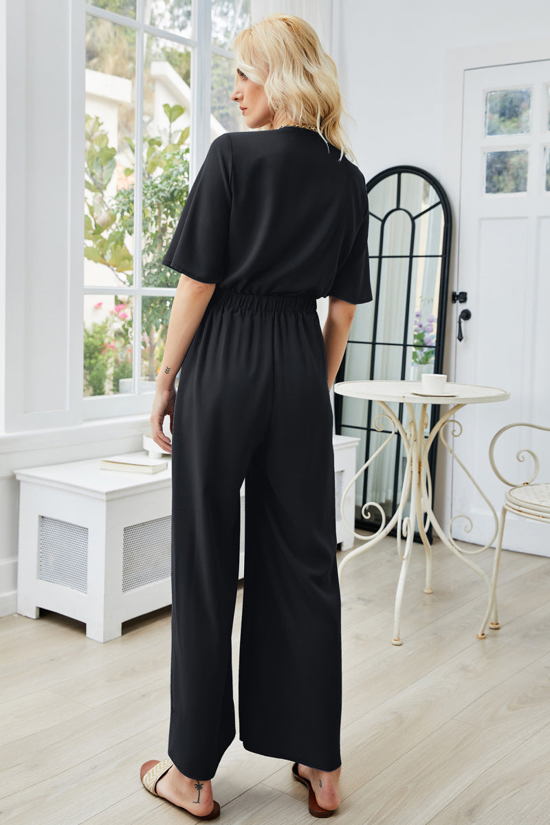 Tie Front Top and Wide Leg Pants Set