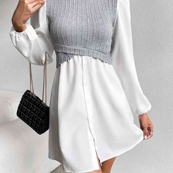 Turtleneck Puff Sleeve Mini Dress