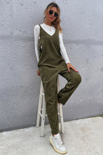 Army Green V-Neck Bow Back Jumpsuit